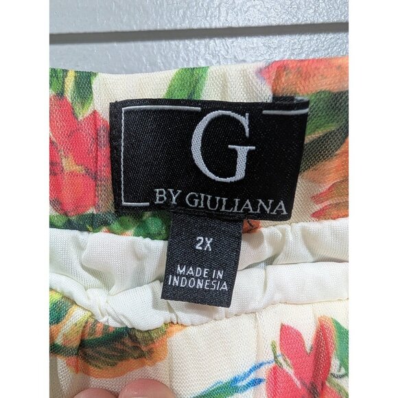 G by Guliana Printed Aria Mesh Tiered Maxi Skirt Green Tropical Parrot Sz 2X - Picture 4 of 15